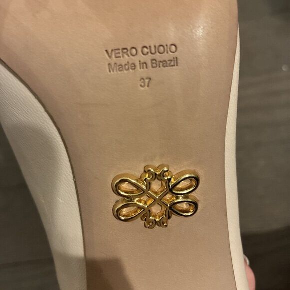 Zvelle Genuine Leather Solid Light Pink Beige High Heels Pumps Pointed Toe 7 - Picture 6 of 6